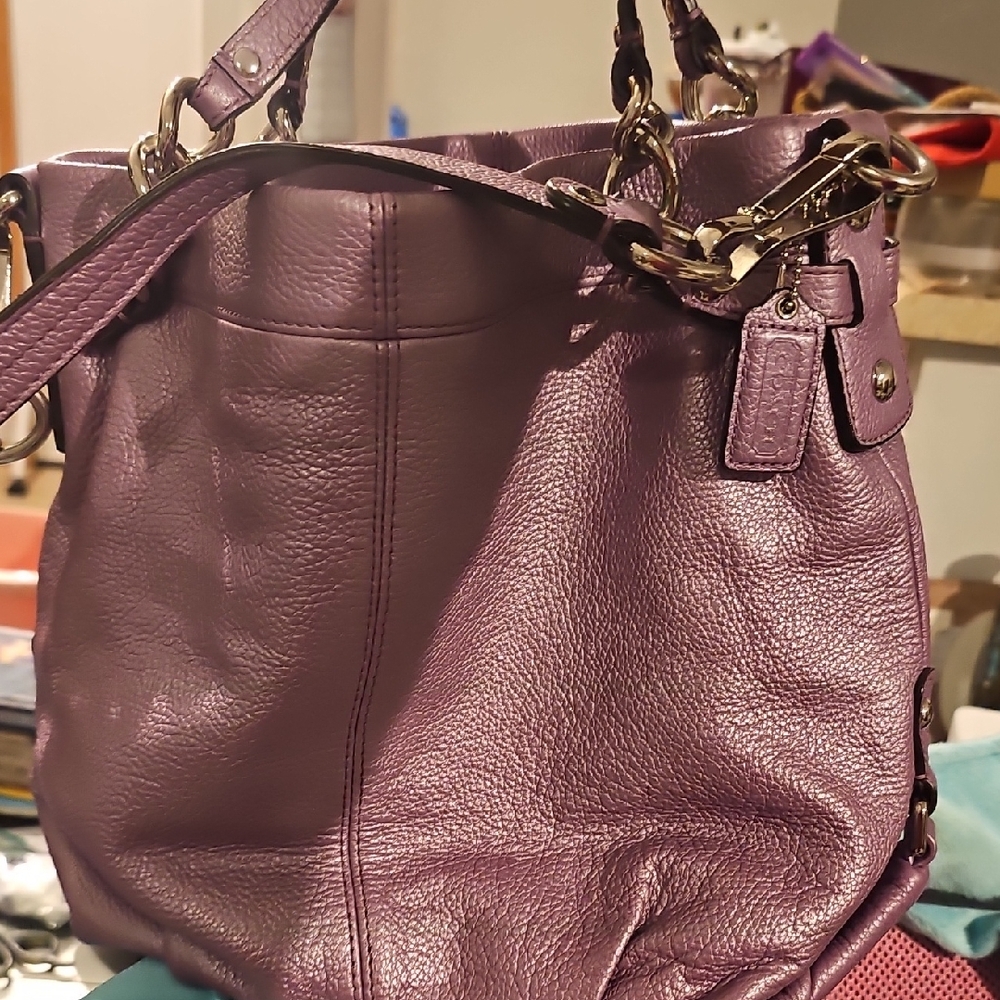 Coach Purple Leather Shoulder Bag